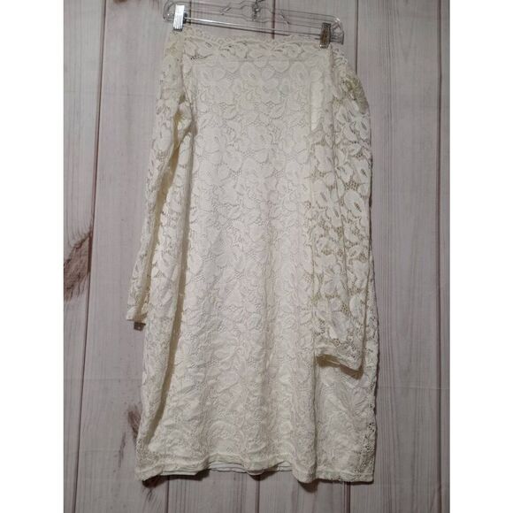 Acevog Dress Ladies 2xl‎ White Lace Off The Shoulder Midi - Picture 1 of 7